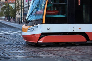 Çek Cumhuriyeti Praha 'da tramvay toplu taşımacılığı.