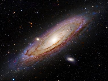 Andromeda Galaksisi, M31, yıldız-izleyici ve teleskopla uzun pozlama ile fotoğraflandı.