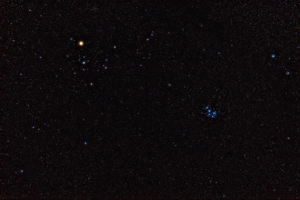 Clústeres Estrellas Hyades Pleiades Estrellas Vía Láctea Fotografiadas Con Rastreador — Foto de Stock
