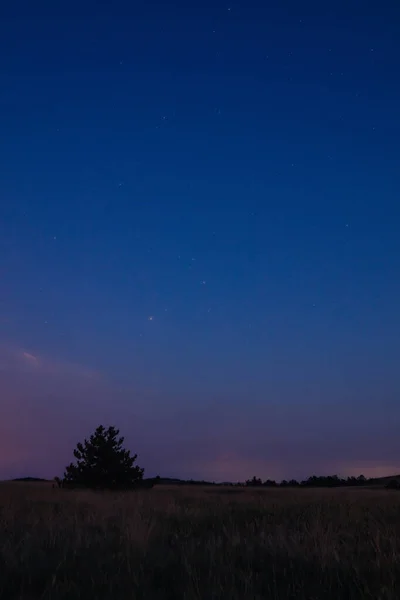 Voie Lactée Étoiles Avec Paysage Campagne — Photo