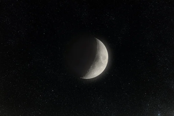 Місяць Темному Сяючому Небі Зірками — стокове фото