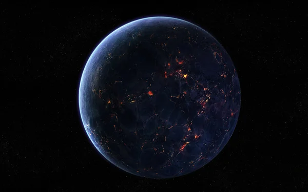 Vista orbital em um planeta extraterrestre semelhante à Terra — Fotografia de Stock