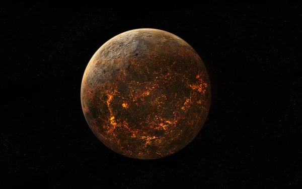 Vue orbitale sur une planète extraterrestre orange — Photo