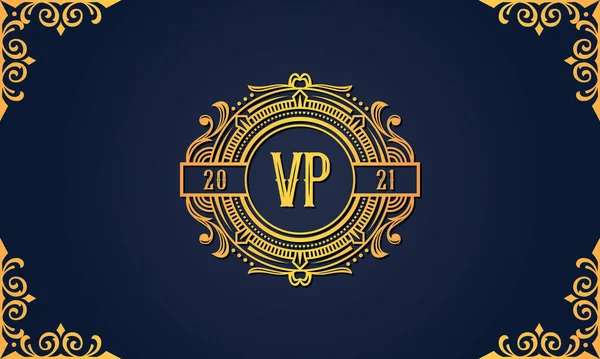 ロイヤルヴィンテージの頭文字Vpロゴ このロゴは 創造的な方法で豪華な書体を組み込んでいます 会社やブランド名が最初にそれらを開始するのに適しています — ストックベクタ