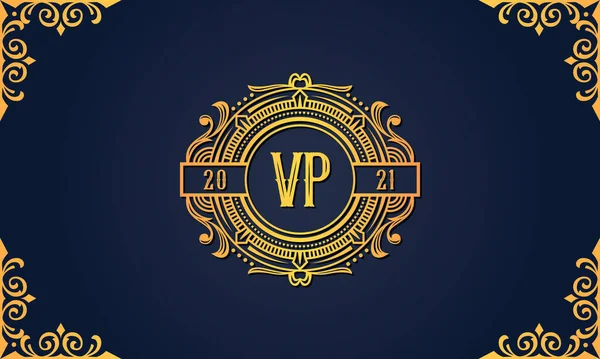 Royal Vintage Inicial Letra Logo Este Logotipo Incorpora Con Tipografía — Vector de stock