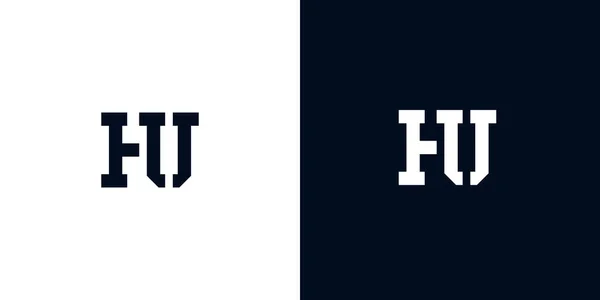 创意抽象首字母Hu标识 这个标志以创造性的方式与抽象字体结合在一起 适用于那些公司或品牌的首字母首字母缩写 — 图库矢量图片