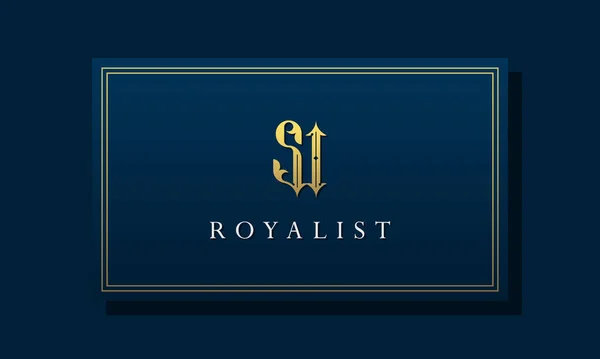 Królewski Rocznik Intial Letter Logo Logo Łączy Się Luksusowym Krojem — Wektor stockowy