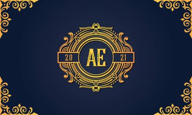 Kraliyet vintage baş harfi AE logosu. Bu logo, yaratıcı bir şekilde lüks yazı karakterine sahip. Hangi şirket veya markanın bu ilk adımı atadığı için uygun olacaktır..
