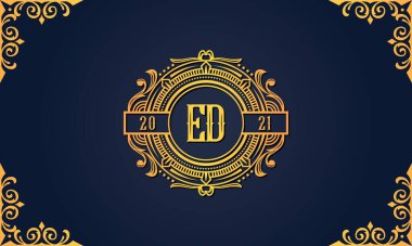 Kraliyet vintage baş harfi ED logosu. Bu logo, yaratıcı bir şekilde lüks yazı karakterine sahip. Hangi şirket veya markanın bu ilk adımı atadığı için uygun olacaktır..