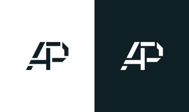 Yaratıcı asgari soyut AP logosu. Bu logo, yaratıcı bir şekilde soyut yazı karakterine sahip. Hangi şirket ya da markanın başlattığı bu başlangıç noktası için uygun olacaktır..