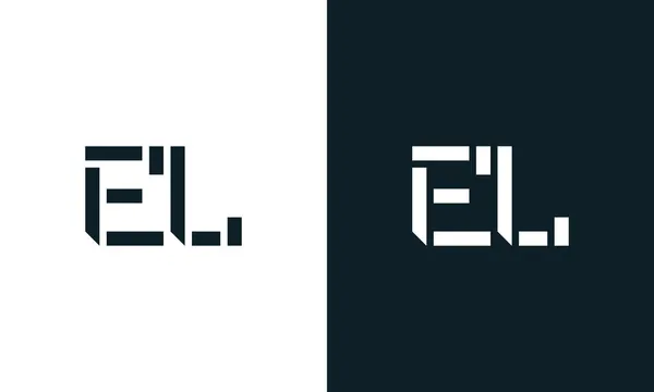 创意最小抽象字母El标志 这个标志以创造性的方式与抽象字体结合在一起 适用于那些公司或品牌的首字母首字母缩写 — 图库矢量图片