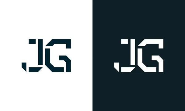 创意最小抽象字母Jg标志 这个标志以创造性的方式与抽象字体结合在一起 适用于那些公司或品牌的首字母首字母缩写 — 图库矢量图片