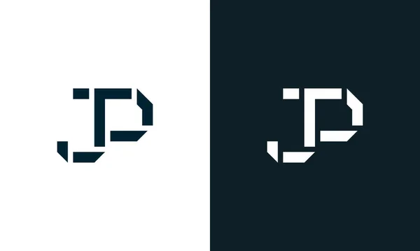 创意最小的抽象字母Jp标志 这个标志以创造性的方式与抽象字体结合在一起 适用于那些公司或品牌的首字母首字母缩写 — 图库矢量图片
