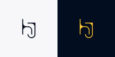 Minimalist soyut ilk harfler HJ logosu. Bu logo, yaratıcı bir şekilde soyut yazı karakterine sahip. Hangi şirket ya da markanın başlattığı bu başlangıç noktası için uygun olacaktır.