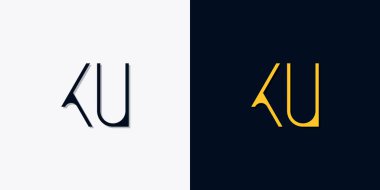 Minimalist soyut başlangıç harfleri KU logosu. Bu logo, yaratıcı bir şekilde soyut yazı karakterine sahip. Hangi şirket ya da markanın başlattığı bu başlangıç noktası için uygun olacaktır..