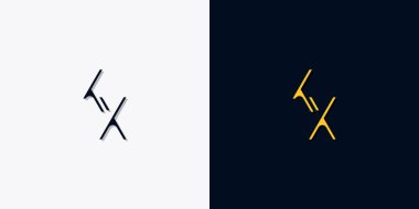 Minimalist soyut başlangıç harfleri KX logosu. Bu logo, yaratıcı bir şekilde soyut yazı karakterine sahip. Hangi şirket ya da markanın başlattığı bu başlangıç noktası için uygun olacaktır..