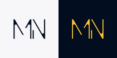 Minimalist soyut ilk harfler MN logosu. Bu logo, yaratıcı bir şekilde soyut yazı karakterine sahip. Hangi şirket ya da markanın başlattığı bu başlangıç noktası için uygun olacaktır.