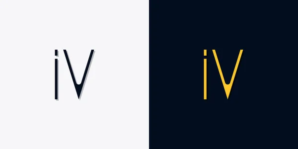 ミニマリスト抽象初期文字Ivのロゴ このロゴは 抽象的な書体を創造的な方法で組み込んでいます 会社やブランド名が最初にそれらを開始するのに適しています — ストックベクタ