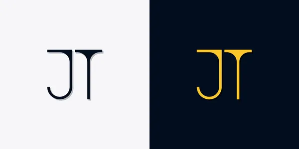 Letras Iniciales Abstractas Minimalistas Logo Este Logotipo Incorporan Con Tipografía — Vector de stock
