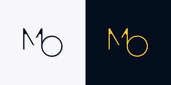 最低限度的抽象初始字母Mo标志 这个标志以创造性的方式与抽象字体结合在一起 适用于那些公司或品牌的首字母首字母缩写 — 图库矢量图片