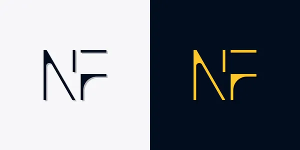 最低限度的抽象初始字母Nf标志 这个标志以创造性的方式与抽象字体结合在一起 适用于那些公司或品牌的首字母首字母缩写 — 图库矢量图片