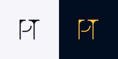 Minimalist soyut PT logosu. Bu logo, yaratıcı bir şekilde soyut yazı karakterine sahip. Hangi şirket ya da markanın başlattığı bu başlangıç noktası için uygun olacaktır..