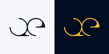 Minimalist soyut başlangıç harfleri QE logosu. Bu logo, yaratıcı bir şekilde soyut yazı karakterine sahip. Hangi şirket ya da markanın başlattığı bu başlangıç noktası için uygun olacaktır..