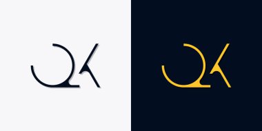 Minimalist soyut ilk harfler QK logosu. Bu logo, yaratıcı bir şekilde soyut yazı karakterine sahip. Hangi şirket ya da markanın başlattığı bu başlangıç noktası için uygun olacaktır..