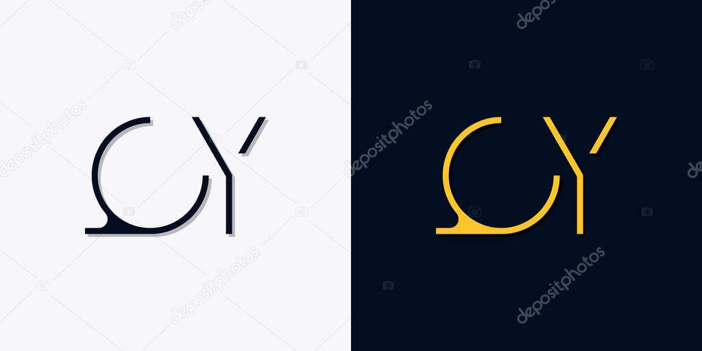 Minimalist abstract initial letters QY logo. This logo incorporate with abstract typeface in the creative way.It will be suitable for which company or brand name start those initial.
