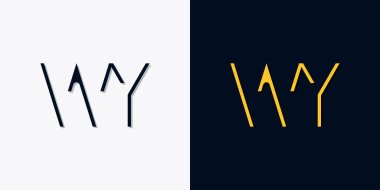 Minimalist soyut başlangıç harfleri WY logosu. Bu logo, yaratıcı bir şekilde soyut yazı karakterine sahip. Hangi şirket ya da markanın başlattığı bu başlangıç noktası için uygun olacaktır..