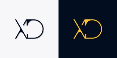 Minimalist soyut XD logosu. Bu logo, yaratıcı bir şekilde soyut yazı karakterine sahip. Hangi şirket ya da markanın başlattığı bu başlangıç noktası için uygun olacaktır..