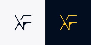 Minimalist soyut XF logosu. Bu logo, yaratıcı bir şekilde soyut yazı karakterine sahip. Hangi şirket ya da markanın başlattığı bu başlangıç noktası için uygun olacaktır..
