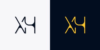 Minimalist soyut XH logosu. Bu logo, yaratıcı bir şekilde soyut yazı karakterine sahip. Hangi şirket ya da markanın başlattığı bu başlangıç noktası için uygun olacaktır..