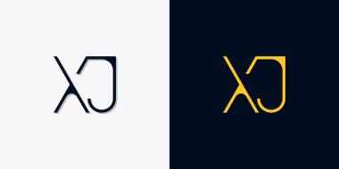 Minimalist soyut XJ logosu. Bu logo, yaratıcı bir şekilde soyut yazı karakterine sahip. Hangi şirket ya da markanın başlattığı bu başlangıç noktası için uygun olacaktır..