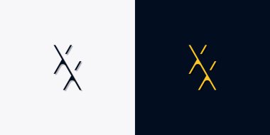 Minimalist soyut XX logosu. Bu logo, yaratıcı bir şekilde soyut yazı karakterine sahip. Hangi şirket ya da markanın başlattığı bu başlangıç noktası için uygun olacaktır..