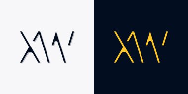 Minimalist soyut XW harfleri. Bu logo, yaratıcı bir şekilde soyut yazı karakterine sahip. Hangi şirket ya da markanın başlattığı bu başlangıç noktası için uygun olacaktır..