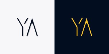 Minimalist soyut başlangıç harfleri YA logosu. Bu logo, yaratıcı bir şekilde soyut yazı karakterine sahip. Hangi şirket ya da markanın başlattığı bu başlangıç noktası için uygun olacaktır..