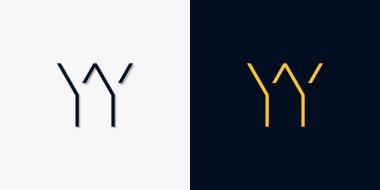 Minimalist soyut başlangıç harfleri YY logosu. Bu logo, yaratıcı bir şekilde soyut yazı karakterine sahip. Hangi şirket ya da markanın başlattığı bu başlangıç noktası için uygun olacaktır..