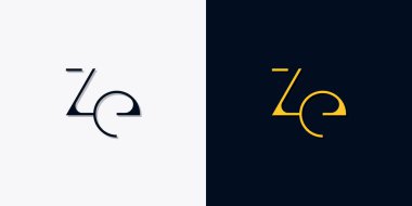 Minimalist soyut başlangıç harfleri ZE logosu. Bu logo, yaratıcı bir şekilde soyut yazı karakterine sahip. Hangi şirket ya da markanın başlattığı bu başlangıç noktası için uygun olacaktır..