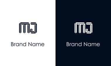 Minimalist soyut harfli M.J. logosu. Bu logo, yaratıcı bir şekilde soyut yazı karakterine sahip. Hangi şirket ya da markanın başlattığı bu başlangıç noktası için uygun olacaktır..