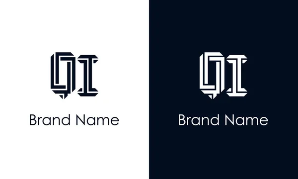 简约抽象字母Qi标志 这个标志以创造性的方式与抽象字体结合在一起 适用于那些公司或品牌的首字母首字母缩写 — 图库矢量图片