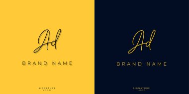 Minimal line art letters AD Signature logo. It will be used for Personal brand or other company.