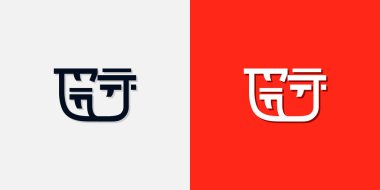 Çin usulü ilk harfler GJ logosu. Kişisel Çin markası veya diğer şirketler için kullanılacak.