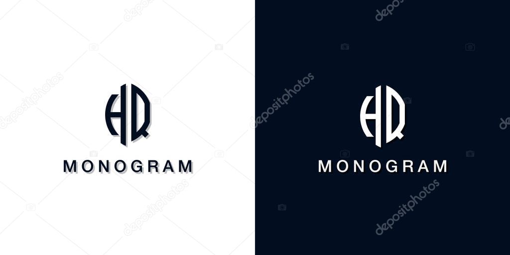 Leaf style initial letter HQ monogram logo. This logo incorporate with two creative letters in the creative way. It will be suitable for which company or brand name starts those initial letters.