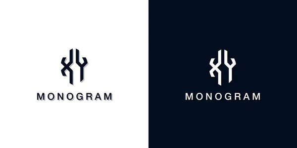 Leaf Style Initial Letter Logo Monograma Este Logotipo Incorpora Con — Vector de stock