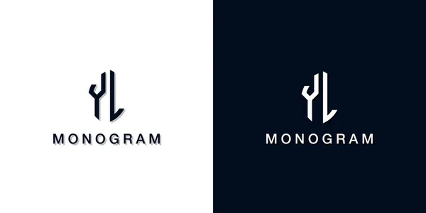 Leaf Style Initial Letter Logotipo Monograma Este Logotipo Incorpora Con — Vector de stock
