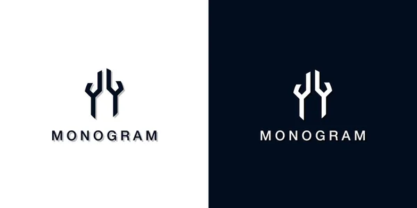 Leaf Style Initial Letter Monogram Logo Logo Incorporate Two Creative — Stockvector