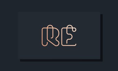 Asgari klipsli RE logosu. Bu logo, klip yazı tipinden esinlenilmiştir. Hangi şirket veya markanın bu ilk uygulamayı başlattığı için uygun olacaktır
