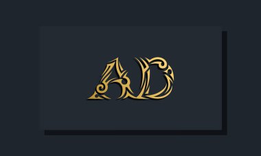 Luxury initial letters AD logo design. It will be use for Restaurant, Royalty, Boutique, Hotel, Heraldic, Jewelry, Fashion and other vector illustration