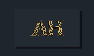 Luxury initial letters AH logo design. It will be use for Restaurant, Royalty, Boutique, Hotel, Heraldic, Jewelry, Fashion and other vector illustration